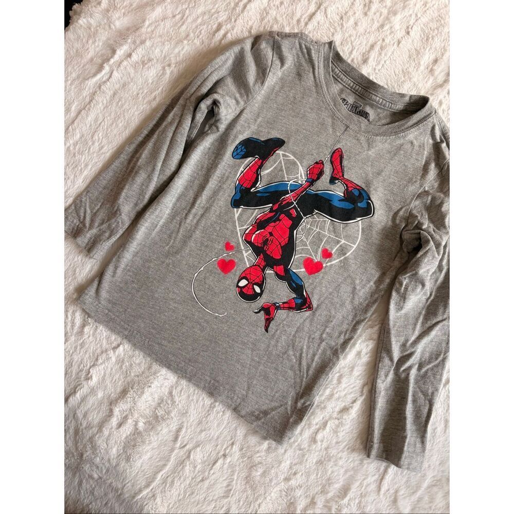 Marvel Spider-Man Boys Long Sleeve Graphic Tee Size 6 Gray